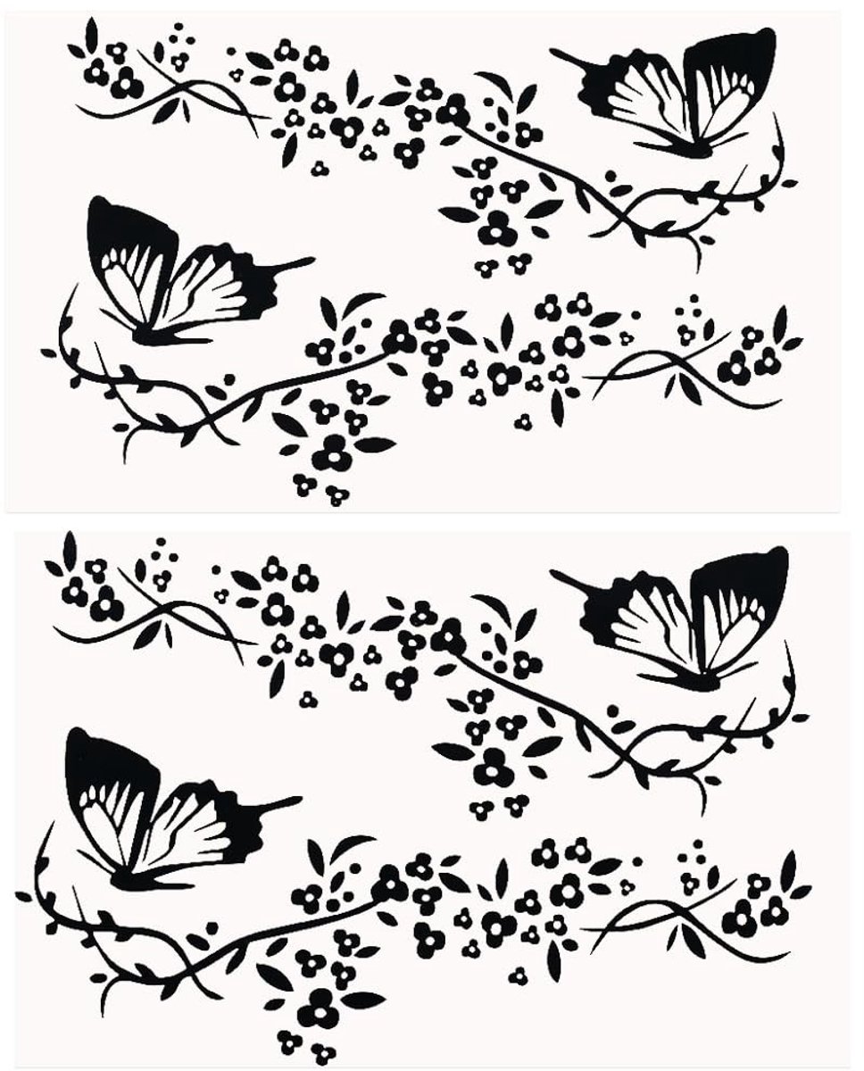 Allecto - Vlinder-autostickerset - 4-delige set - Waterdichte stickers - Zwart - Auto decoratie - Perfect voor dames - Voor vrachtwagens