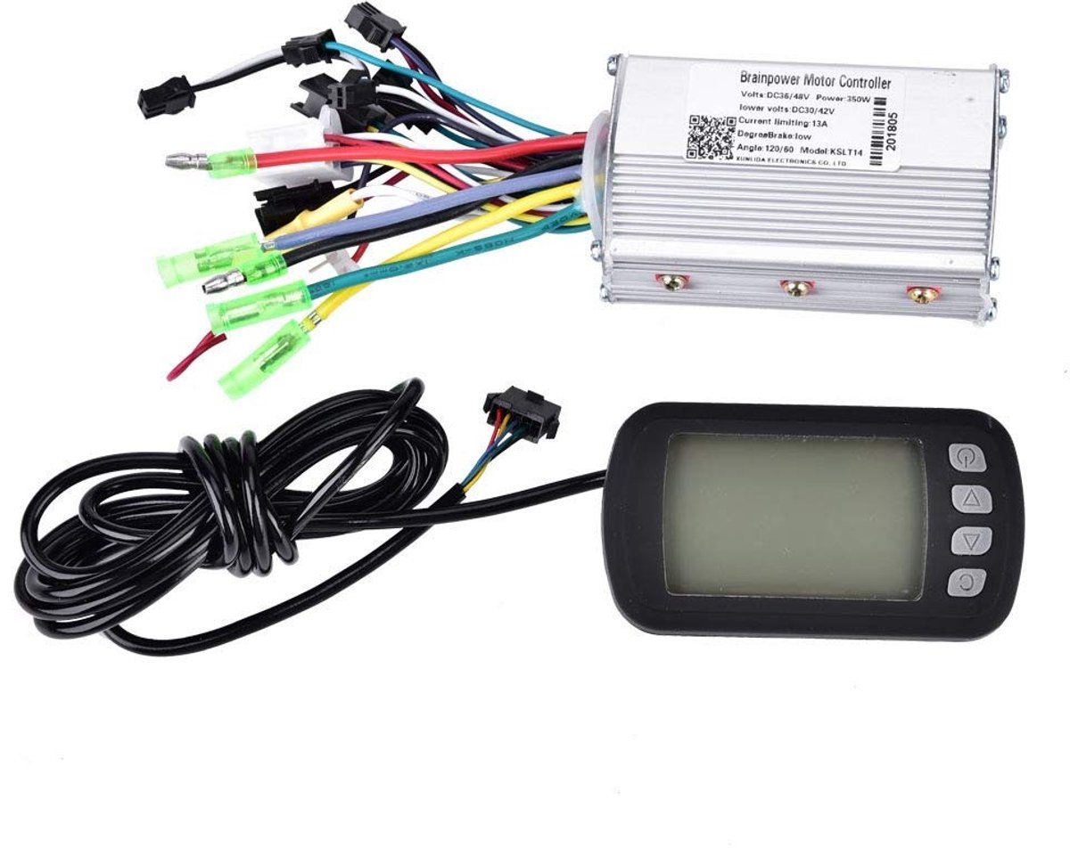 Allecto - Motorbediening - Elektrische toerentalregelaar - LCD-display - Zwart - 36 V/48 V - 350 W - Geschikt voor elektrische scooters - Compact f...