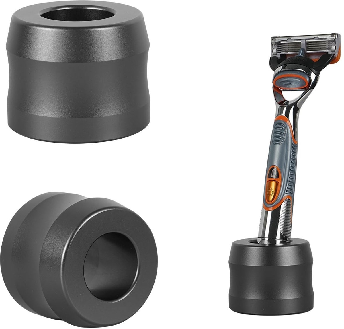 Allecto - Scheerstandaard - Aluminium - Minimalistisch Design - Grijs - Veilig en Praktisch - Geschikt voor Fusion 5 Power - 2 Stuks