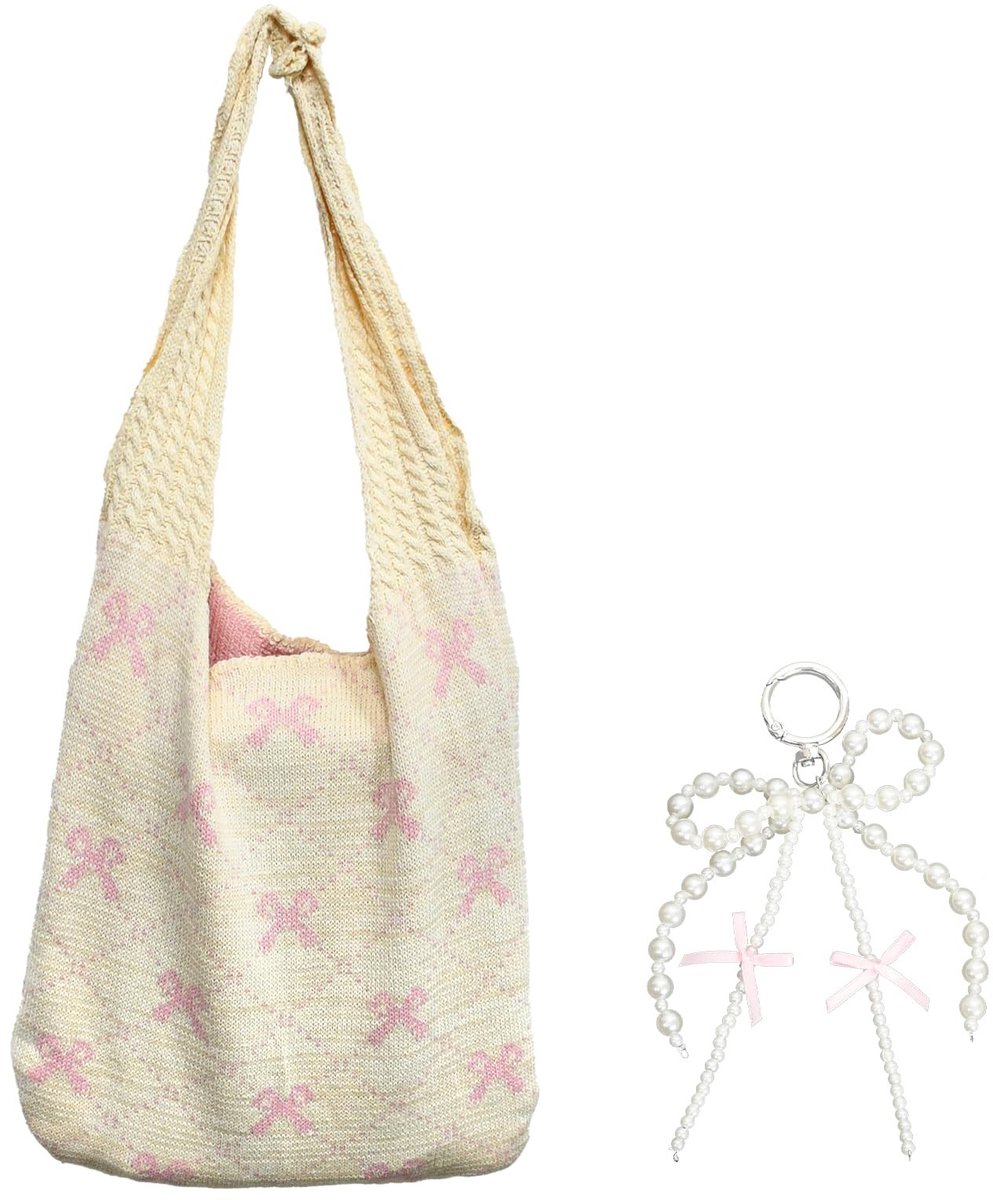 Allecto - Licht Beige Haakwerk Tote Bag - Handige Strandtas - Medium - Beige en Roze - Perfect voor Winkelen en Vakantie - Ideaal voor Volwassenen