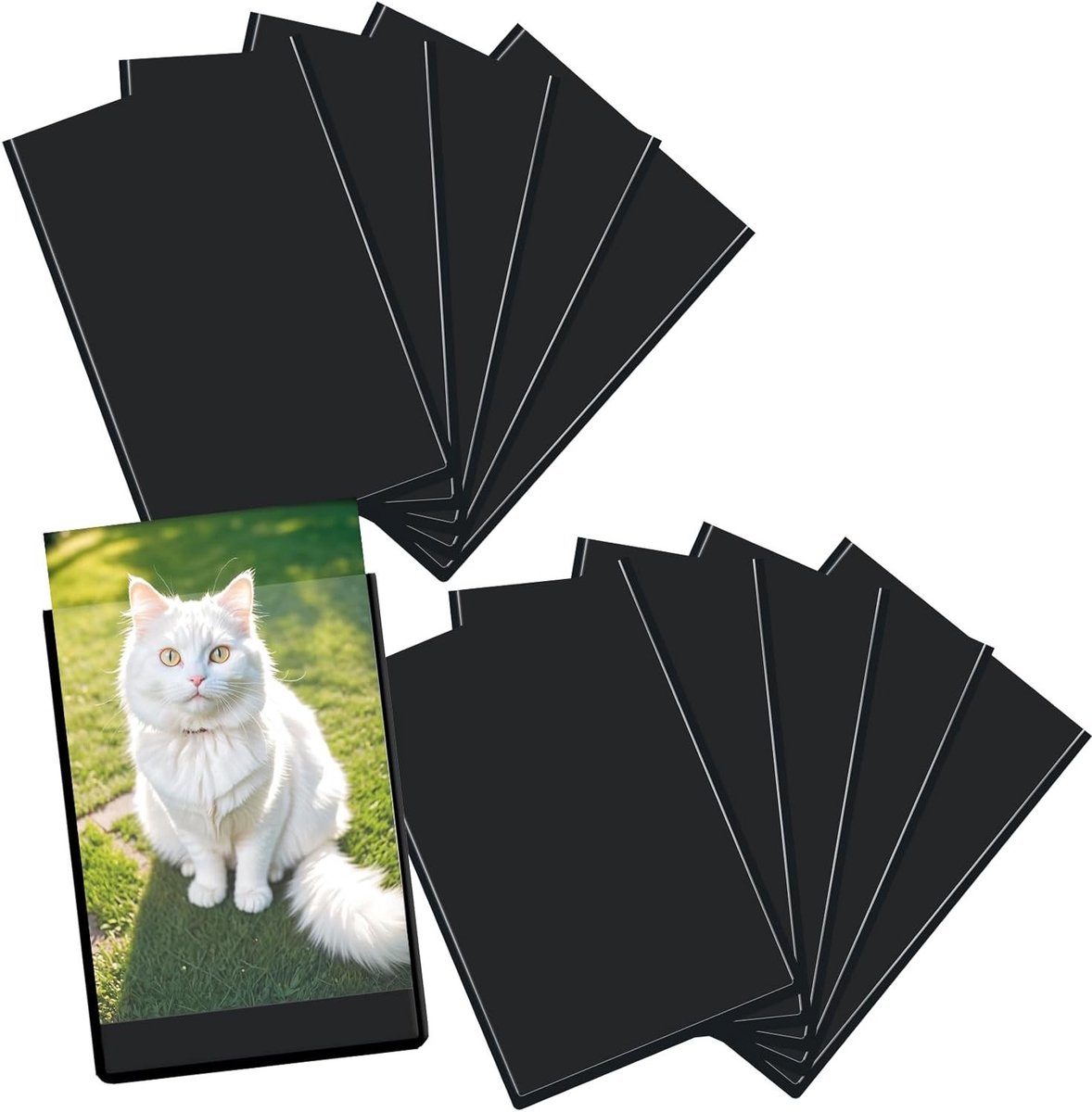 Set van 10 Magnetische Fotocompartimenten - Ideaal voor Foto's, Postkaarten en Koelkastdecoratie in Zwart