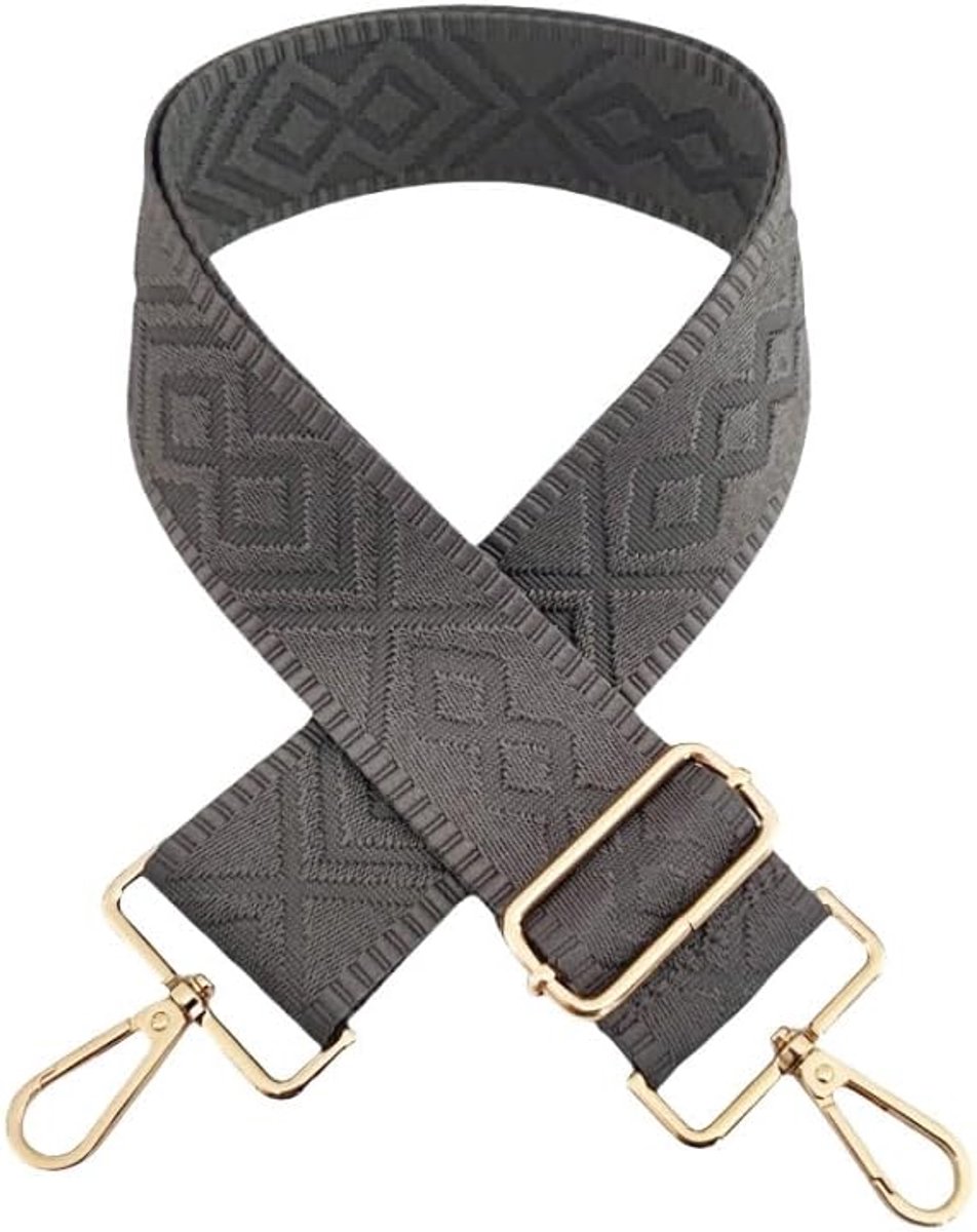 Tasriemen - Verstelbare Schouderriem - 72-130 cm - 5 cm Breed Nylon Boho Stijl - Voor Handtassen en DIY Accessoires - Donkergrijs