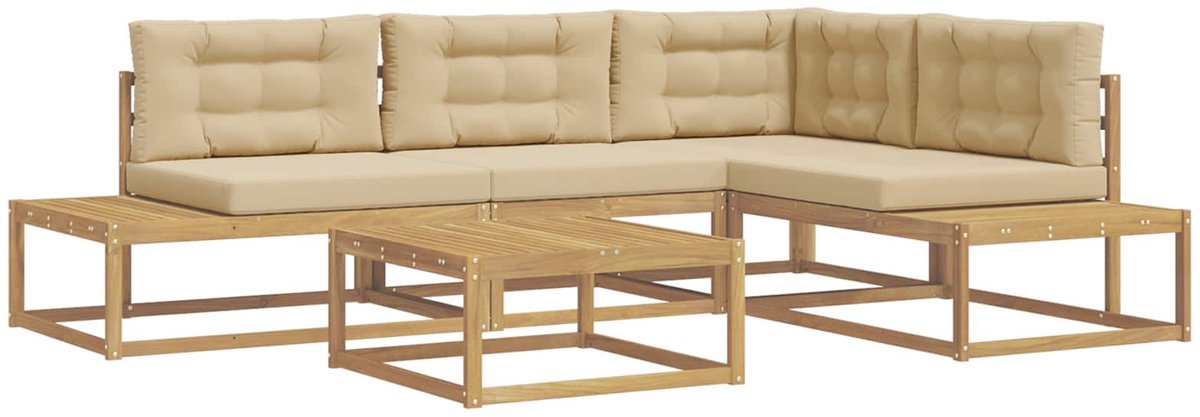 vidaXL Buiten - bank - set - 5 - st - 4-zits - Wit - Polyester