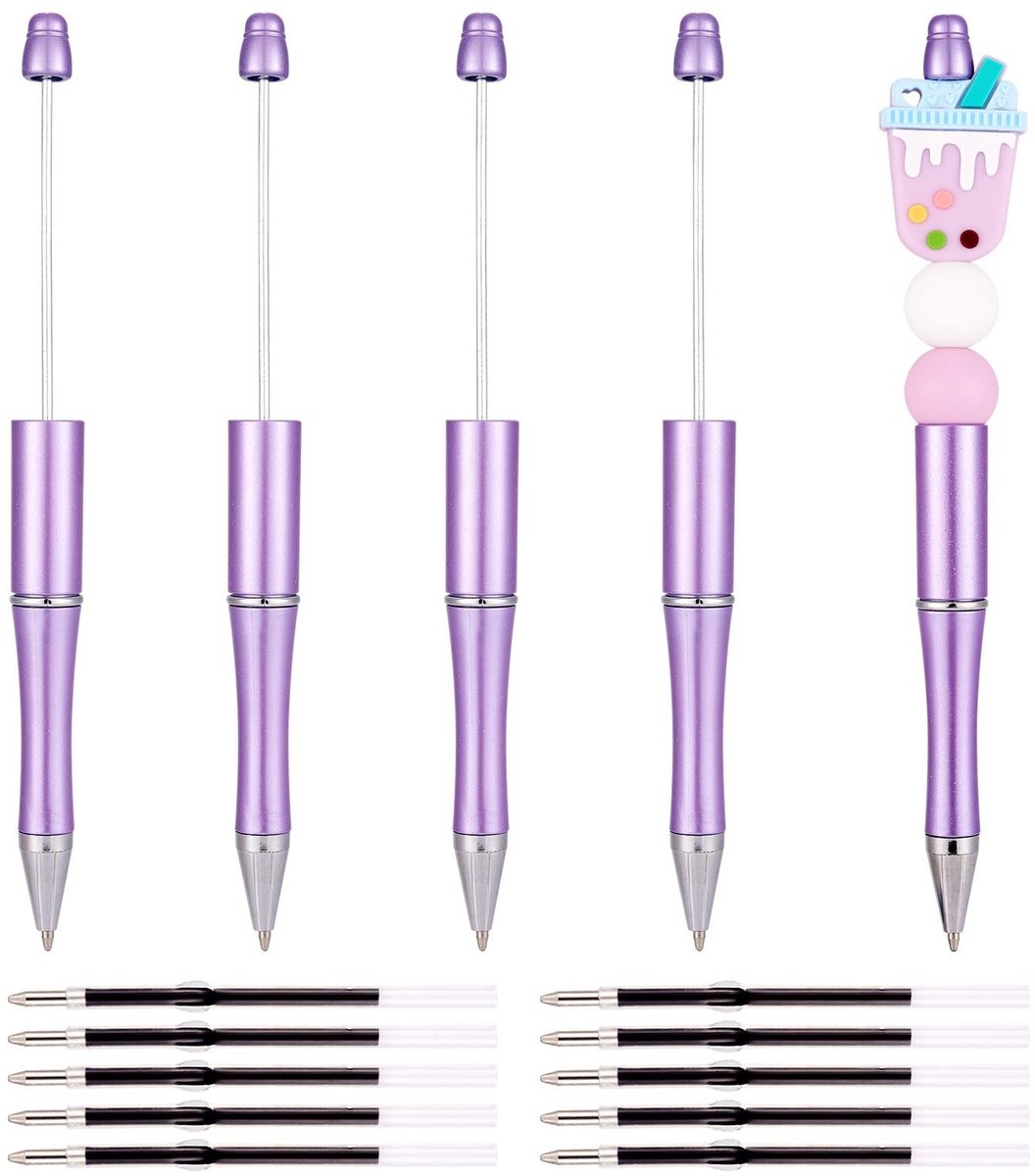 Balpen - 5 Stuks Bead Pens - 10 Stuks Plastic Balpen Navullingen - DIY Pen Decoratie - Duurzaam - 150mm Lengte