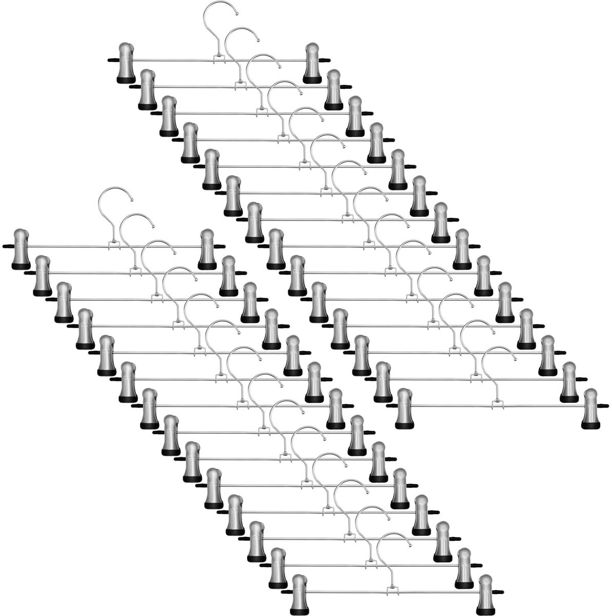 Dailygoods- Broekhangers 30 stuks - Klemhangers met Clips - Ruimtebesparend - Roestvrij Staal - Antislip Klemmen - 28,5 cm - Kledinghangers