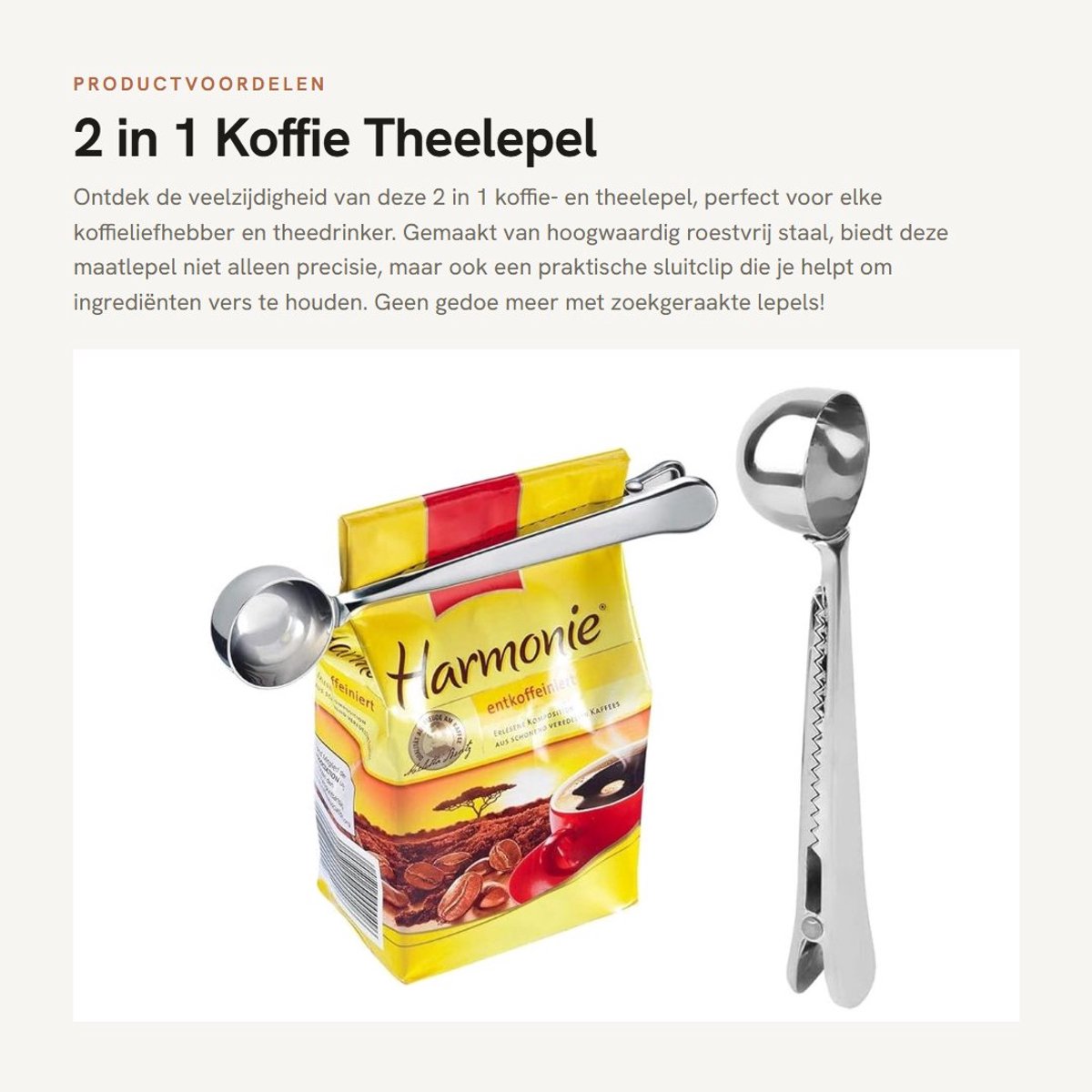 Dailygoods- Koffielepel 20ml RVS - Multifunctionele Lepel - Theelepel - Keuken Scoop - Antislip Handgreep - 16cm Grootte - Maatlepel