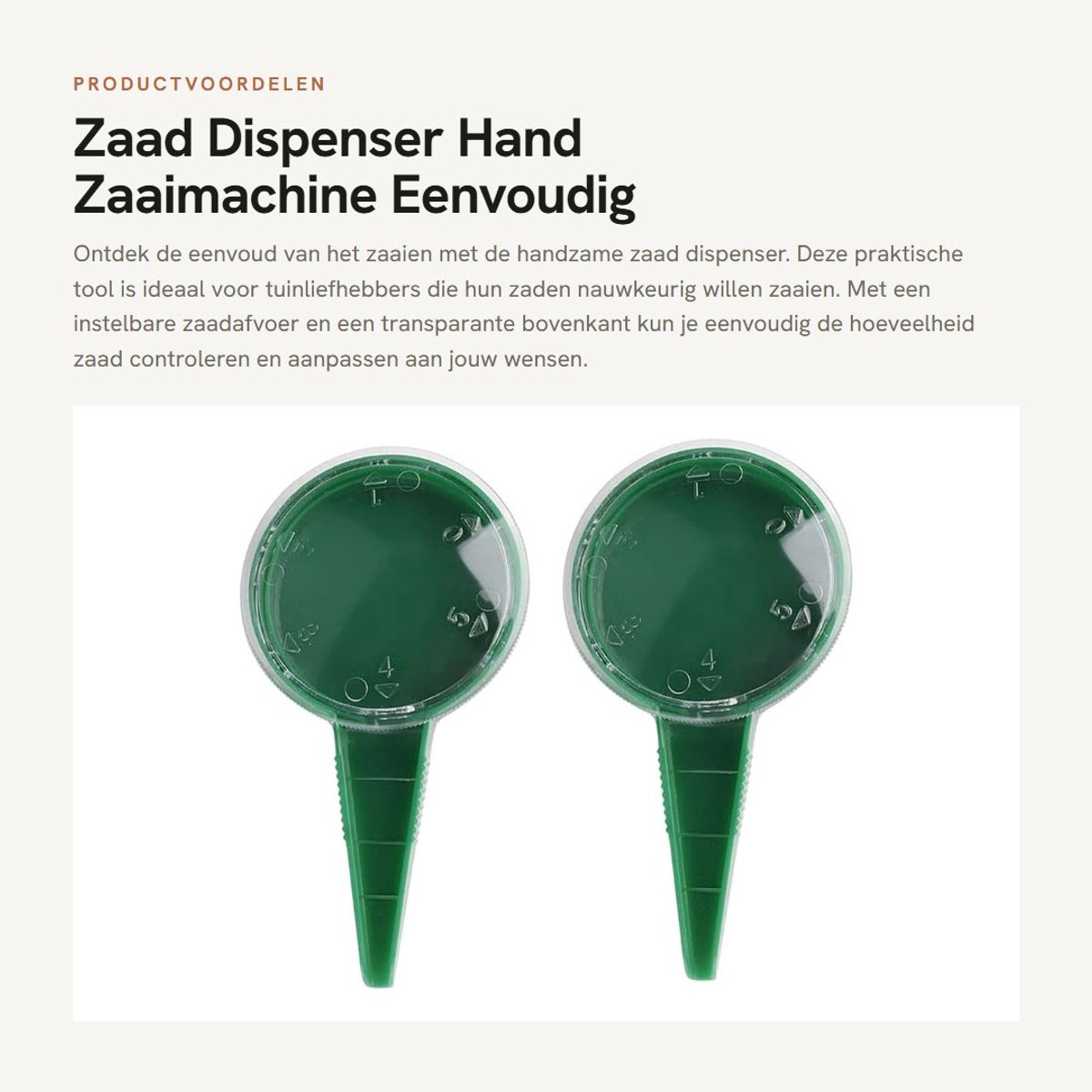 Dailygoods- Zaaddispenser - 2 Stuks - Verstelbare Zaadstrooier - Handmatige Zaaimachine - Tuinzaaddispenser - Hoogwaardig Materiaal - Duurzaam - Zaaier