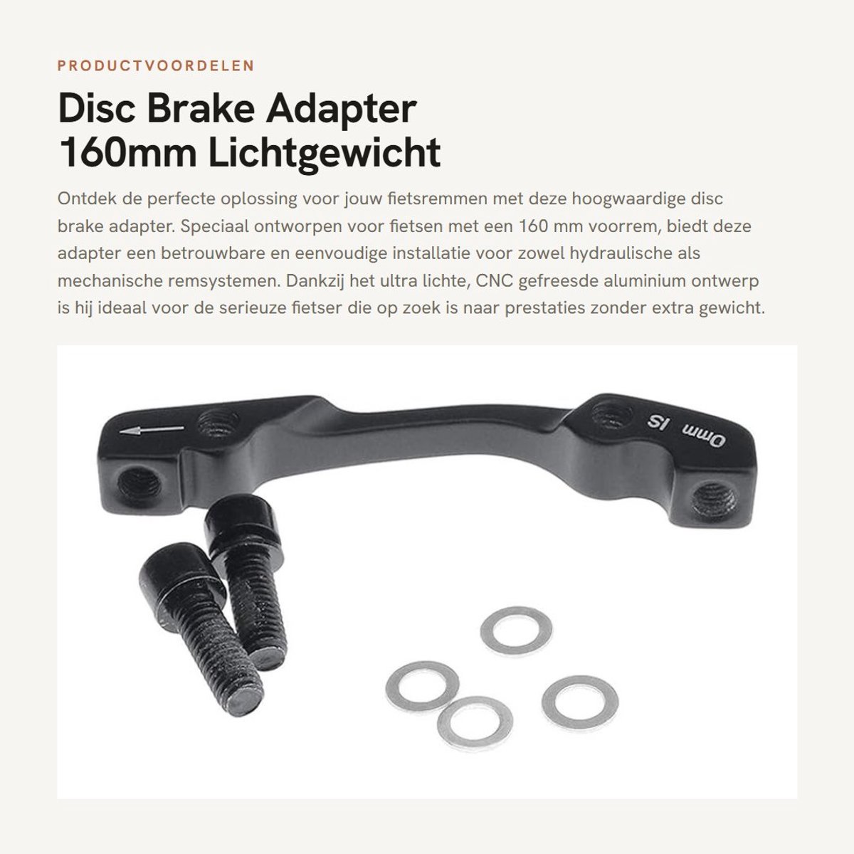 Dailygoods - Disc Brake Adapter - 160mm - Lichtgewicht Aluminium - Geschikt voor alle merken - Voor Post Mount PM - Voor fiets
