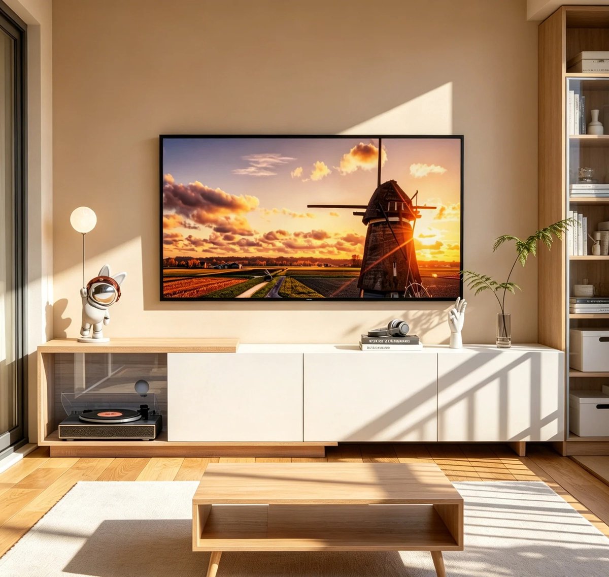 Dailygoods LED-tv-meubel, uittrekbaar tv-meubel 160cm-240cm lang, inductie LED-lichtstrip,