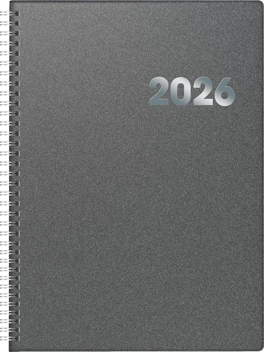 Boekkalender A4 - Agenda Dagindeling - Professioneel Plannen - 6 Gebieden Per Dag - A4 210x297mm - Grijs