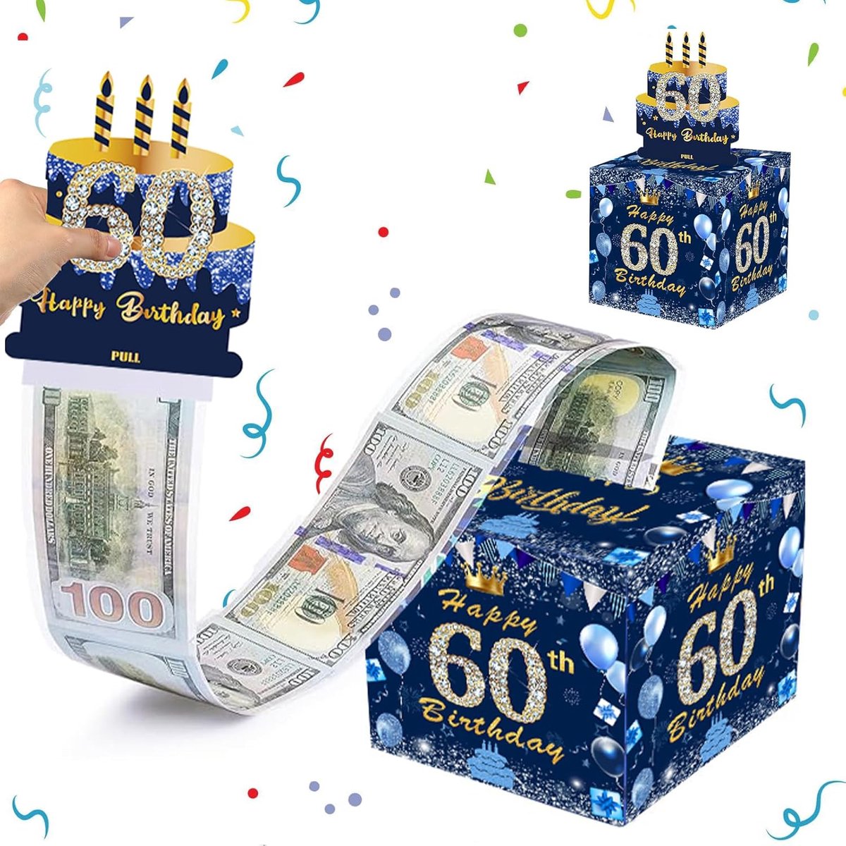 Geldkist Verjaardag - Cadeauhouder Verrassing - Geld Geven - Interactief Ontwerp - 20 x 20 cm - Multicolor