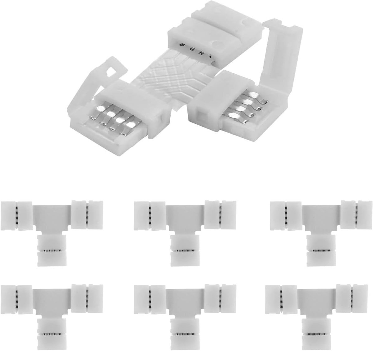 LED Strip Connectoren - Hoekverbinders - Decoratieve Verlichting - Solderen Niet Nodig - 8mm 4-pins - Wit
