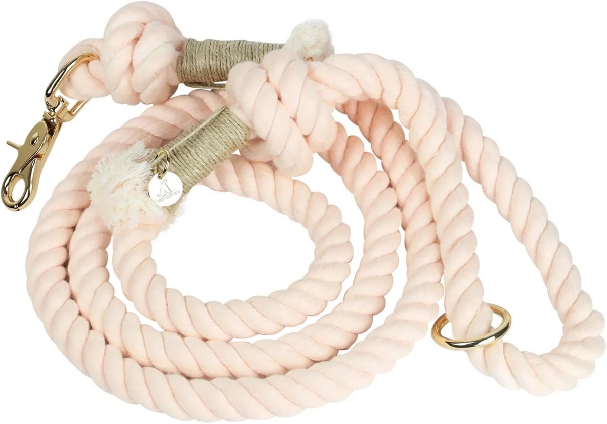 Katoenen Touw Riem - Honden Riem - Dagelijkse Wandelingen - 360° Draaibare Clip - 1.5 Meter - Lichtroze