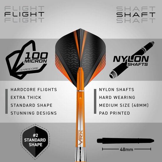 Tungsten Steeltip Pijlen - Professionele Set - Darts Spelen - 90% Wolfraam Kwaliteit - 28 Gram - Zwart Oranje — afbeelding 3