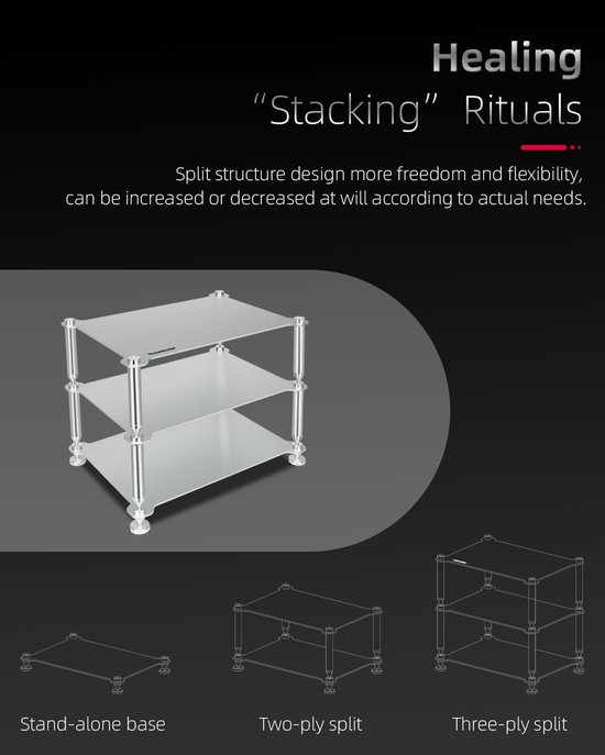 Hifi Rack - Audio Meubel - Geluidsapparatuur Organiseren - Modulair Stapelbaar - 30x20 cm - Grijs — afbeelding 2