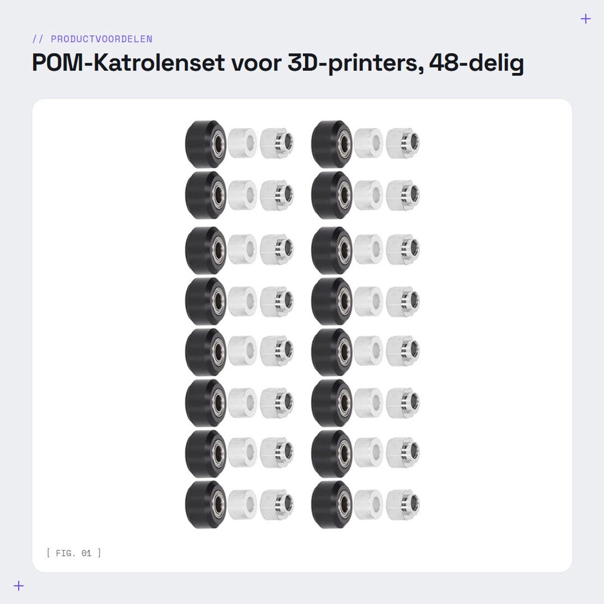 Dailygoods- Katrolenset 48-delig - Rubber Lagers - Excentrische Afstandhouders - Ronde Zuilen - Voor 3D-printer - Nauwkeurig Staal - 3D-printer Onderdelen