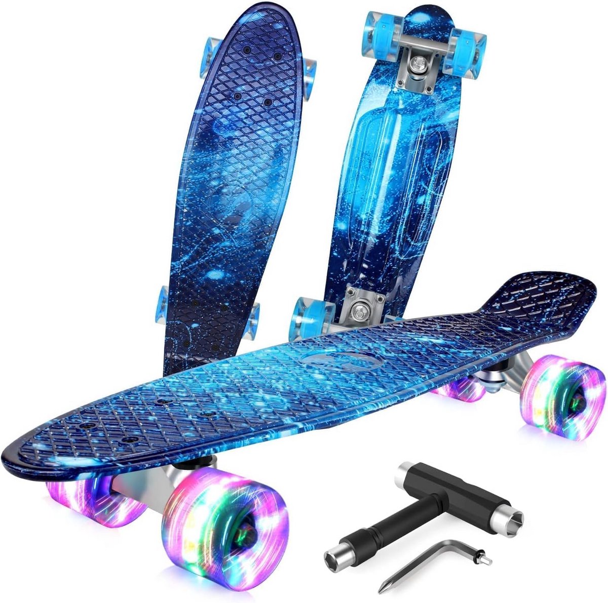 Mini Cruiser Skateboard Compact Board Stad Verkennen Verlichting in Wielen 22 Inch