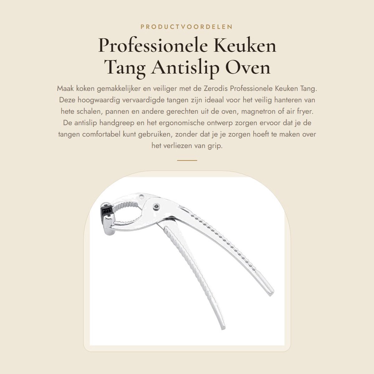 Dailygoods- Keukentang Antislip Handvat - RVS Keukentang - Siliconen Keukentang - Oven Tang - Makkelijk te Reinigen - Ergonomisch Ontwerp - Keukentangen