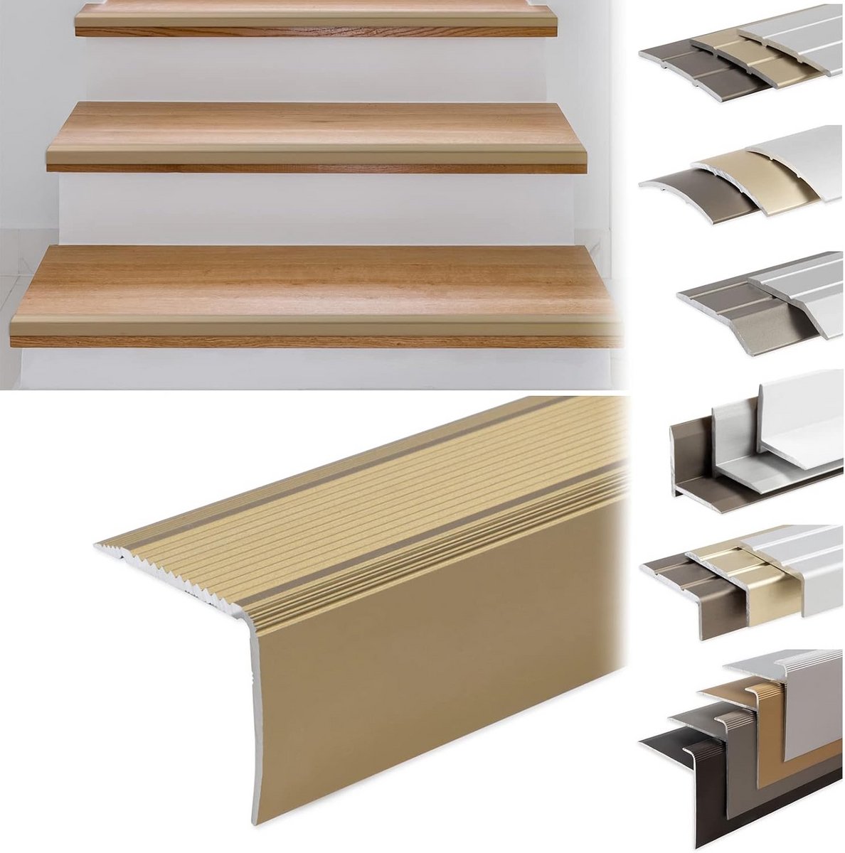 Trapneus Profiel - Zelfklevend Hoekprofiel - Trap Rand Beveiligen - L-Vorm Aluminium - 134 cm - Goud