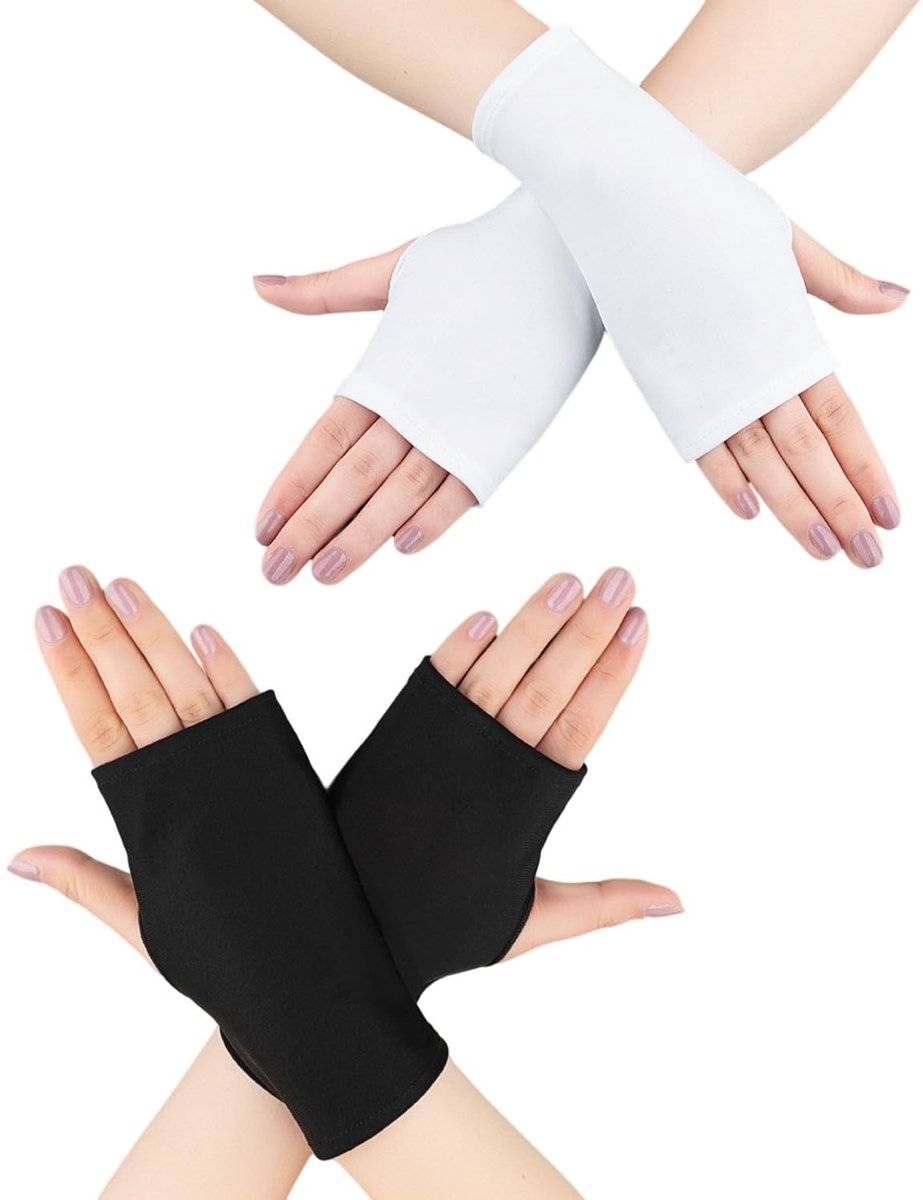 Dailygoods- Vingerloze Handschoenen - Zonwerend - Elastisch - Ademend - Uniseks - 2 Sets (Zwart/Wit) - Comfortabel en Duurzaam