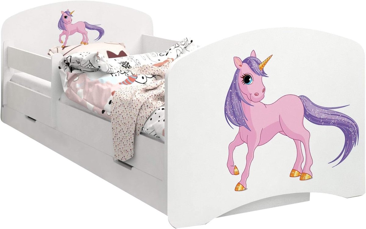 Kinderbed met lade - Peuterbed uitvalbeveiliging - Veilig slapen - Omkeerbare montage - 180 x 90 cm - Geel