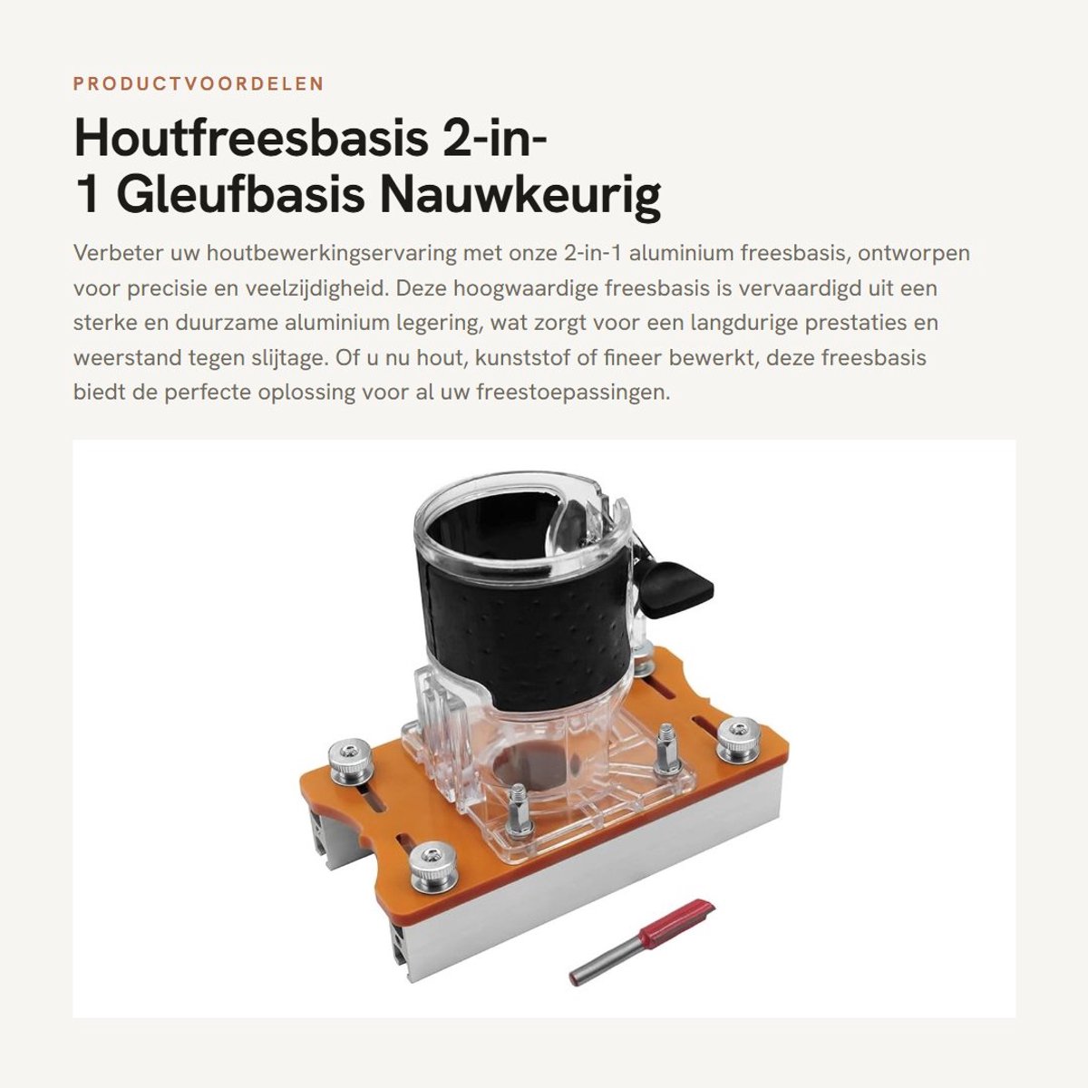 Dailygoods - Houtfreesbasis - 2-in-1 Gleufbasis - Nauwkeurig en Compact - Geschikt voor Trimmachine - Aluminium Freesgeleider - Voor Houtfineer
