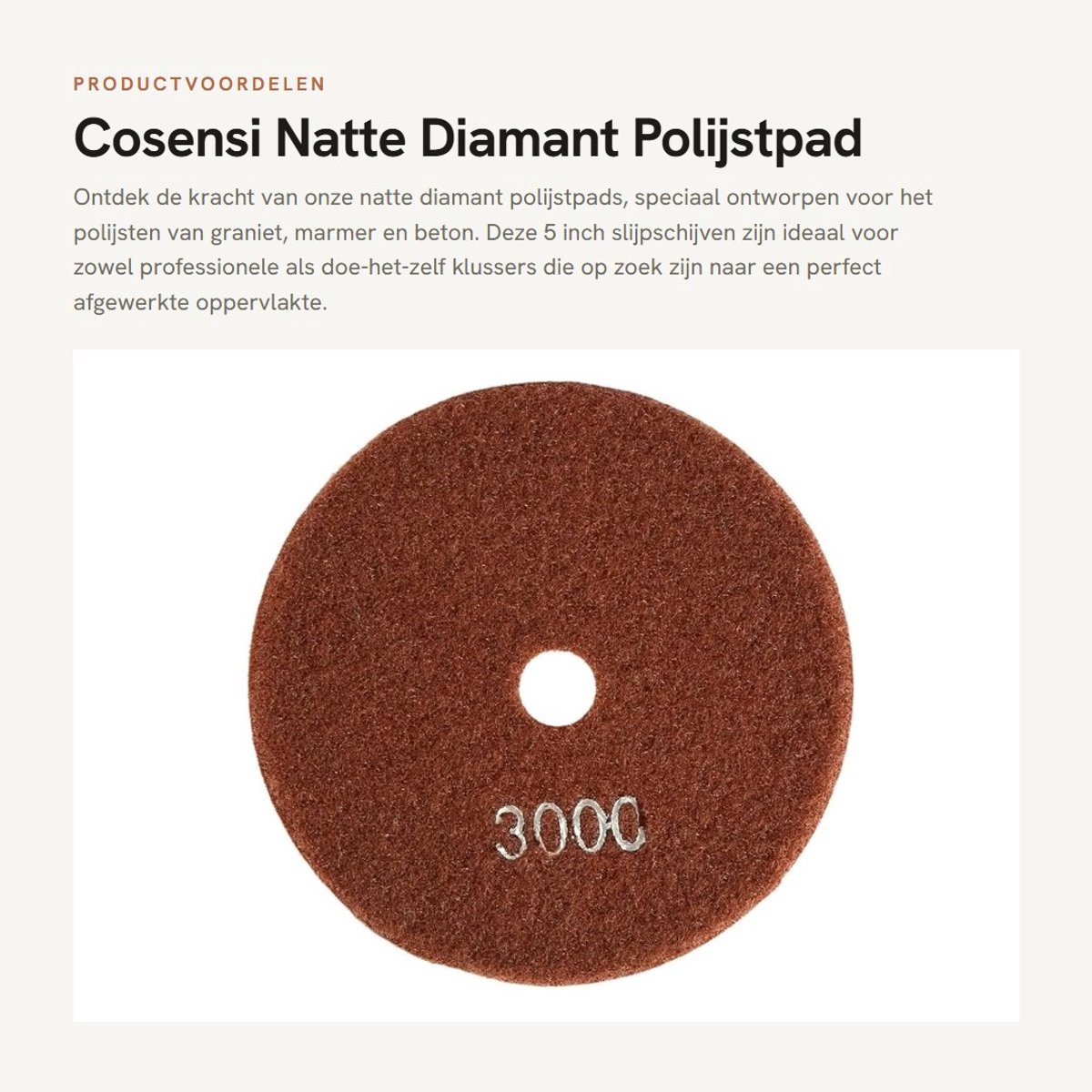 Dailygoods- Polijstpad 125mm - Natte Diamant Slijpschijf - Slijpmachine Accessoire - Graniet/Marmer/Beton - Hoge Slijpkracht - Goede Flexibiliteit