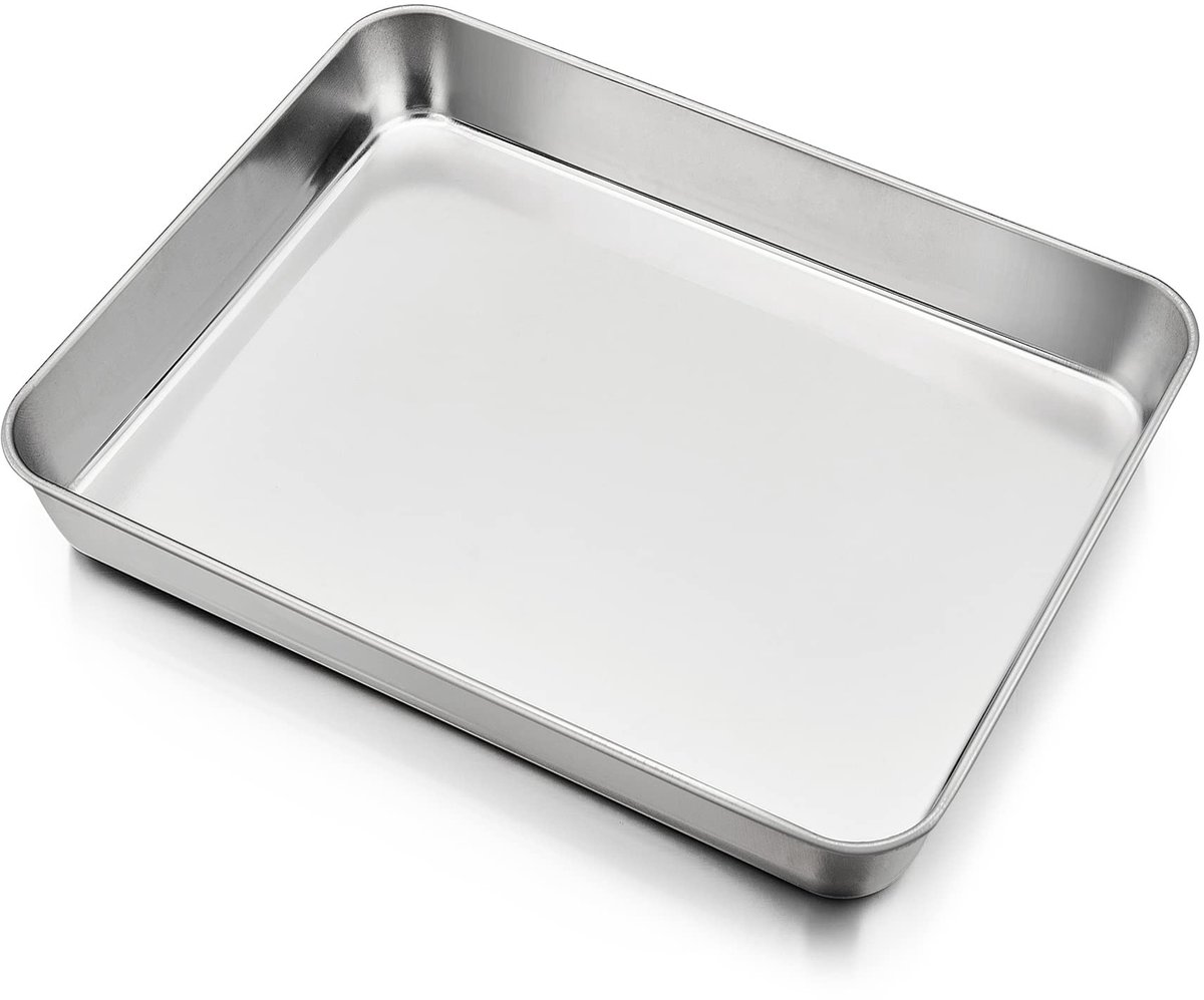 Dailygoods- Ovenplaat Roestvrij Staal - Rechthoekige Diepe Ovenplaat - Bakplaat voor Bakken - Vaatwasserbestendig - Duurzaam - Afmetingen 23x17x5 cm