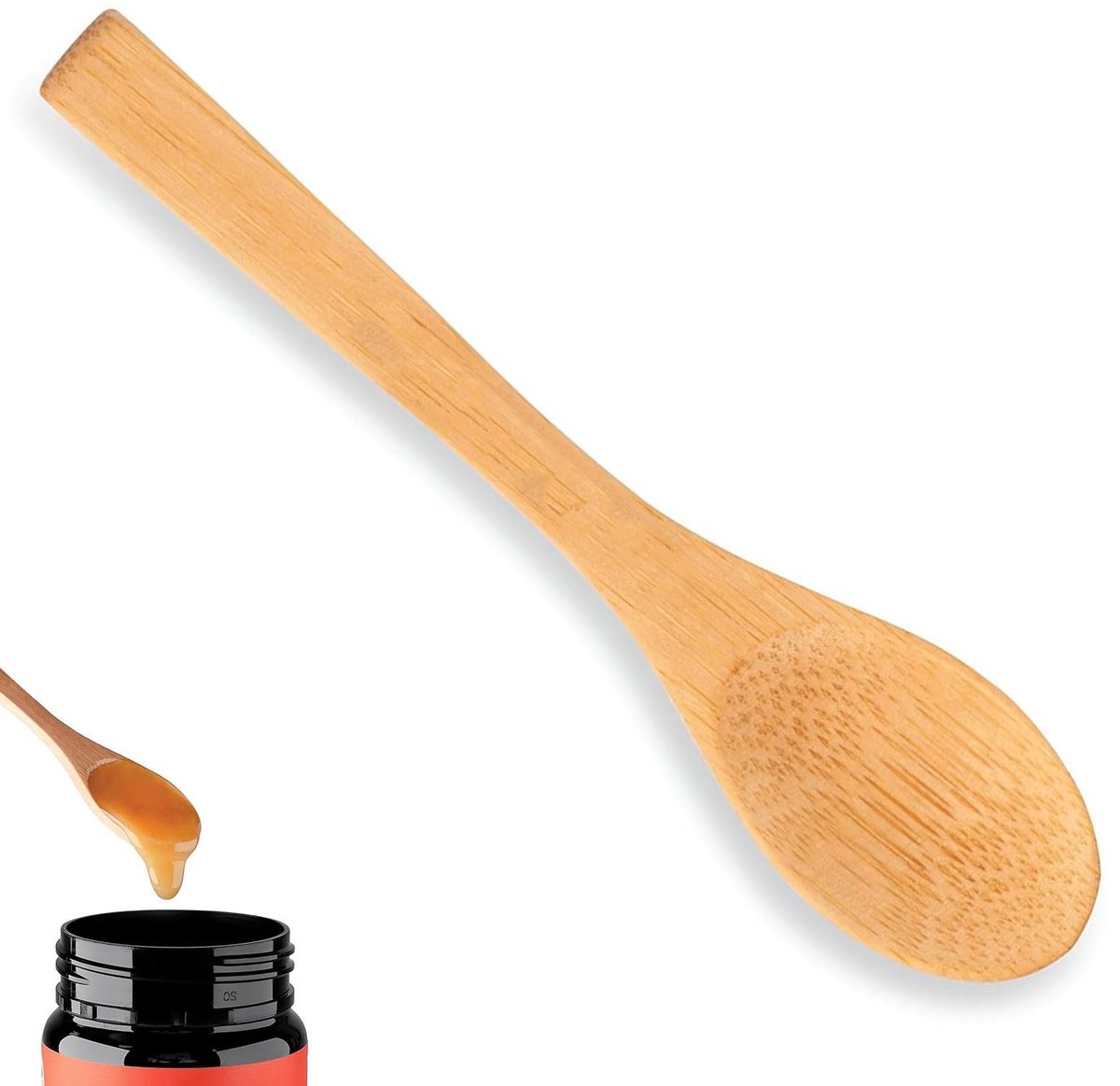 Dailygoods- Bamboe Lepel 4.7" - Honinglepel Hout - Duurzaam Keukengerei - Herbruikbaar - Makkelijk Schoon te Maken - Perfect voor Wellness