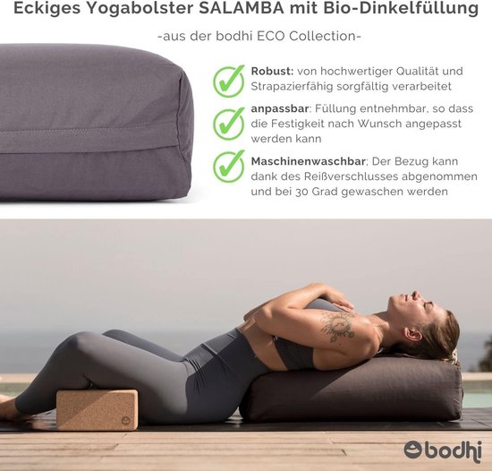 Yoga Bolster Vierkant - Yogakussen Groot - Restorative Yoga - Biologisch Katoen - 63.5 x 26.5 cm - Donkerblauw — afbeelding 4