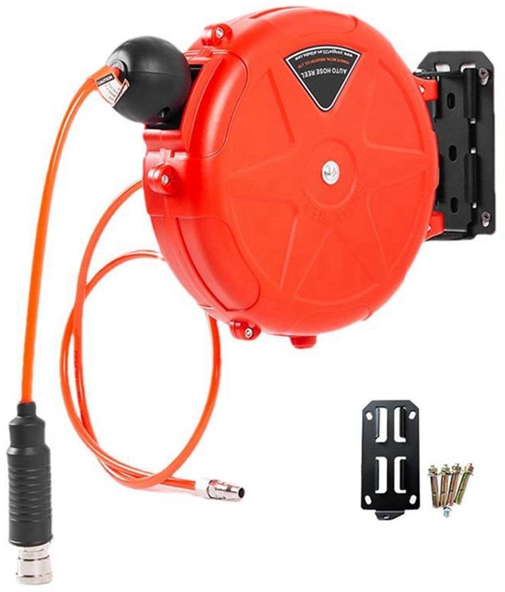Dailygoods- Luchtslanghaspel Automatisch - Slanghaspel 10 Meter - Wandmontage - Draaibare Houder - Luchtcompressoraccessoires - ABS-Kunststof