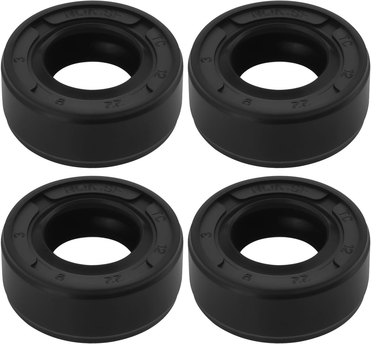 Dailygoods- Olieafdichting 4 Stuks - Nitrilrubber - 12x22x9 mm - Geschikt voor Grasmaaier/Auto/Motorfiets/Truck - Zwart - Eenvoudig te Installeren - Keerring