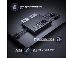 Micro-omvormer - Zonne-omvormer PV-omvormer - Energie Besparen - 2 MPPT - 800 W - Grijs