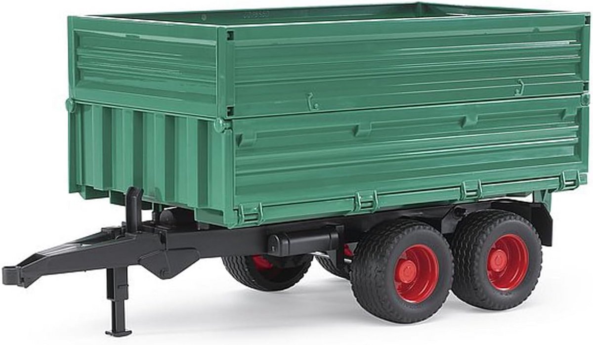 Tandemas Aanhangwagen - Kieper Trailer - Speelgoed Transport - Openklapbare Laadklep - Schaal 1:16 - Groen