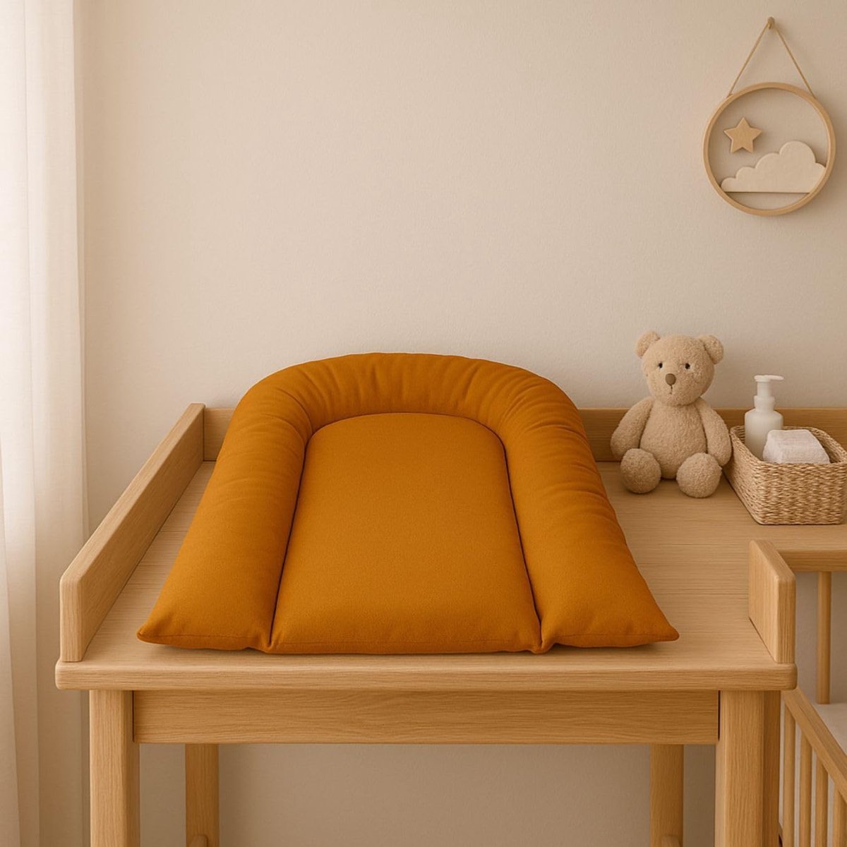 Aankleedkussen - Baby commode - Baby verzorgen - Verhoogde randen - 70 x 45 cm - Blauw