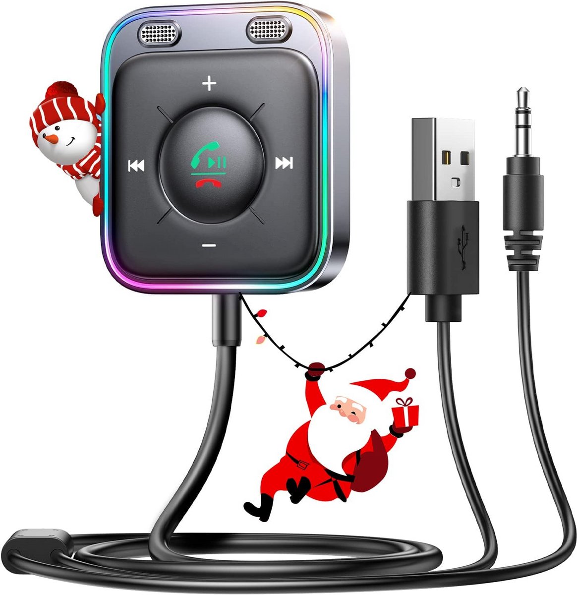 Auto Bluetooth Adapter - Muziek Ontvanger - Draadloze Muziek - AUX Ingang - 5 Volt - Zwart