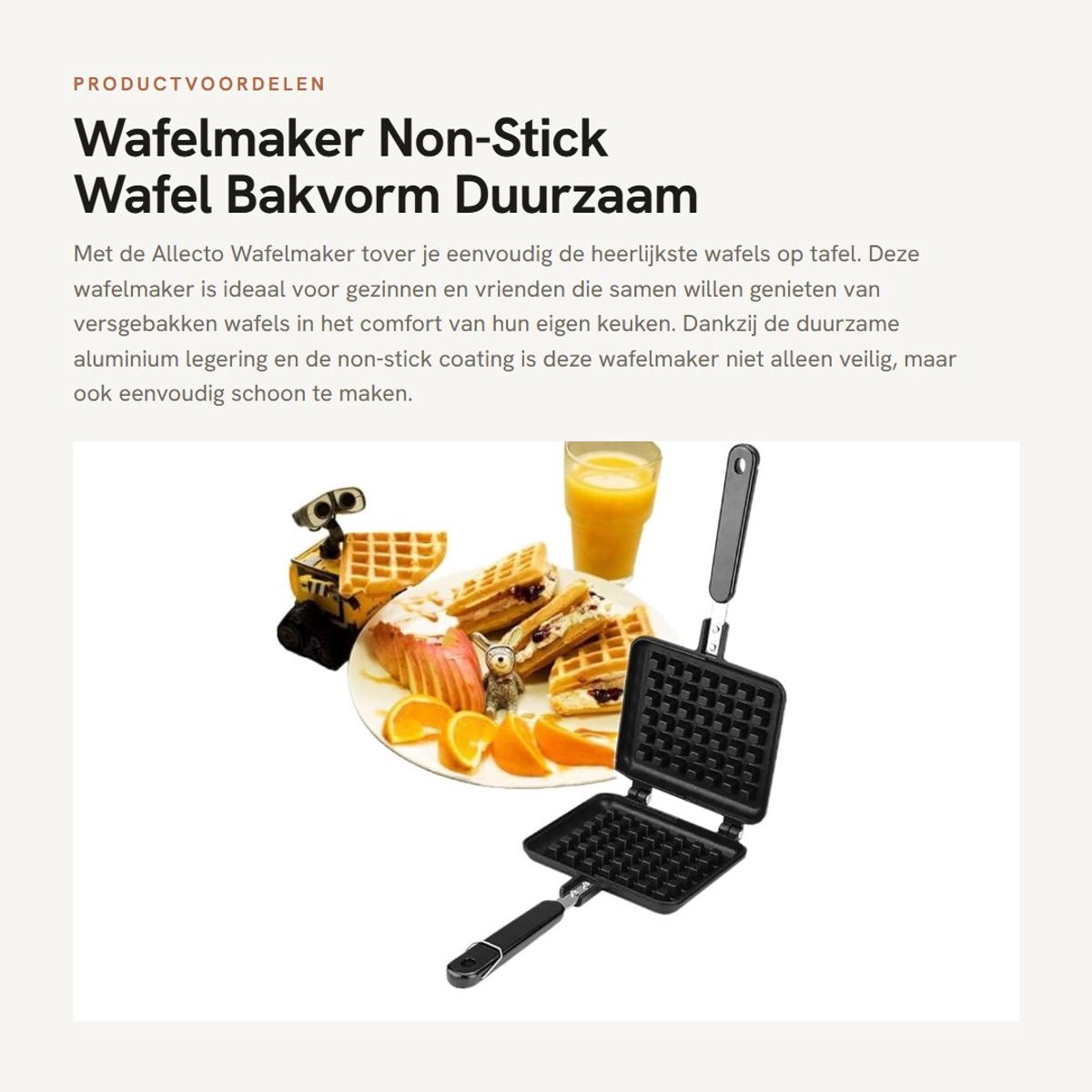 Dailygoods- Wafelijzer met verwisselbare platen - Wafelijzer pfas vrij - Lange handgreep - Aluminiumlegering - Antiaanbaklaag - Eenvoudig te reinigen - Wafelmaker