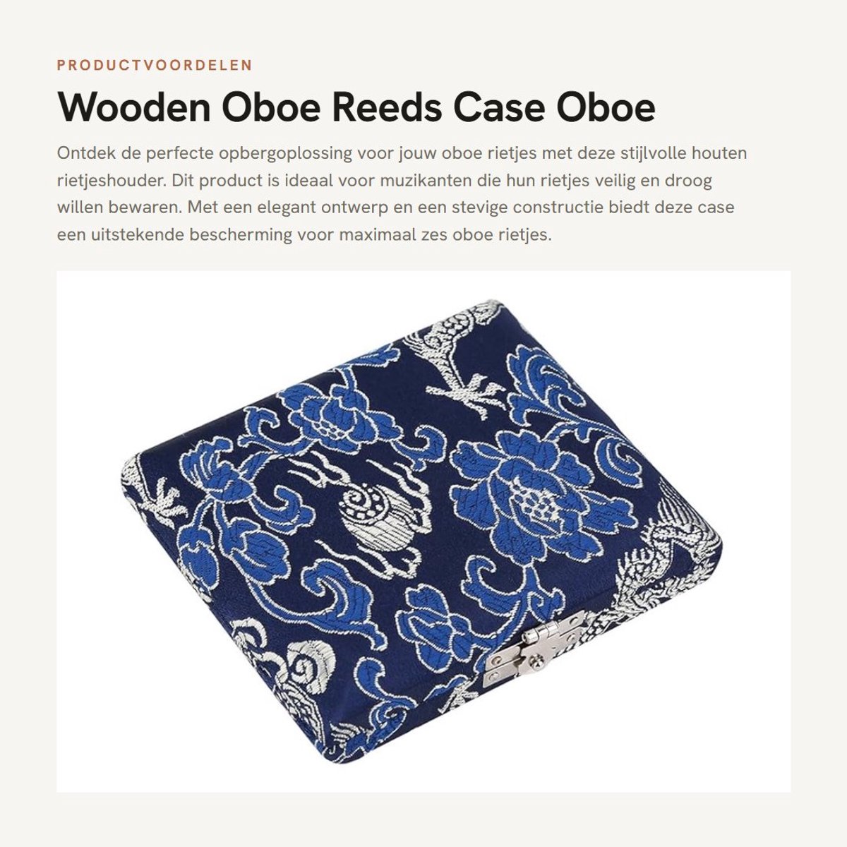 Dailygoods- Rietenkoffer Hoogwaardig Hout - Hobo/Saxofoon Koffer - Compact Formaat - Ademend - Zacht Bekleed - 90 x 80 x 20 mm - Rietkoffer