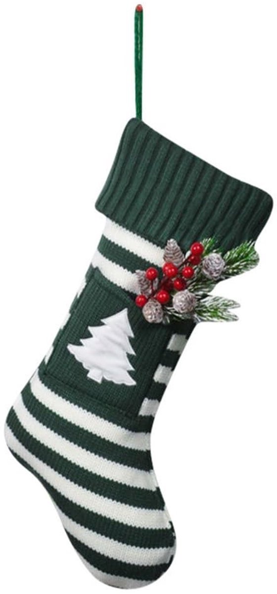 Dailygoods- Kerstkousen Groot Formaat - Gebreide Kerstkousen - Gepersonaliseerde Kerstkousen - Klassieke Kerstelementen - 46 cm x 20 cm - Perfect voor Cadeautjes - Kerstsok