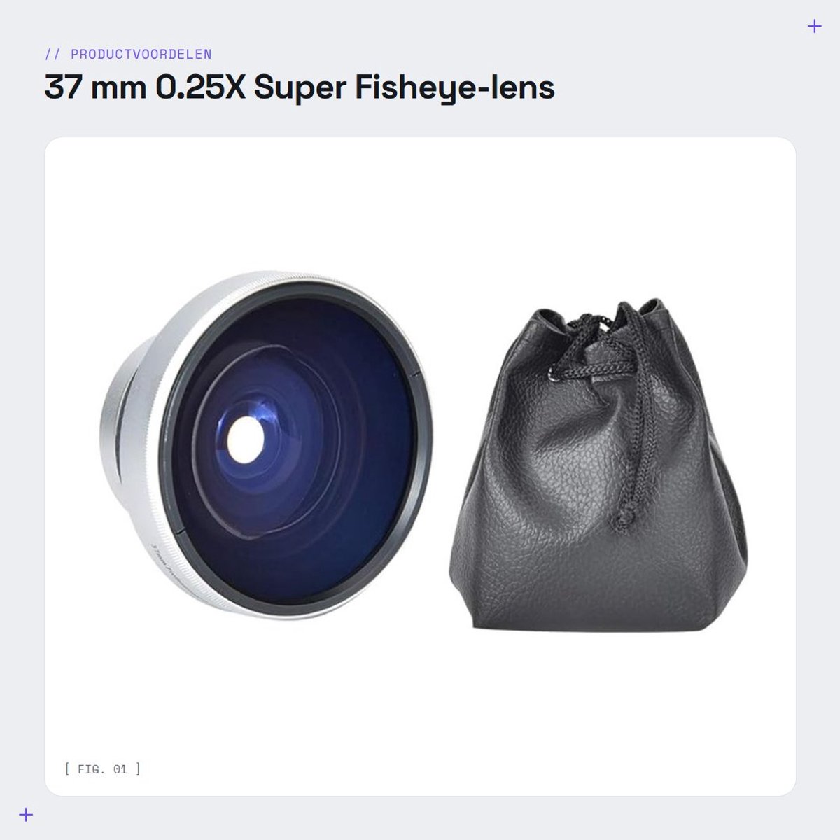 Dailygoods- Fisheye-lens 37 mm - Camera Lens - Opbergtas - Professioneel - Kwalitatief Hoogwaardig - Voor Auto- en Motoraccessoires