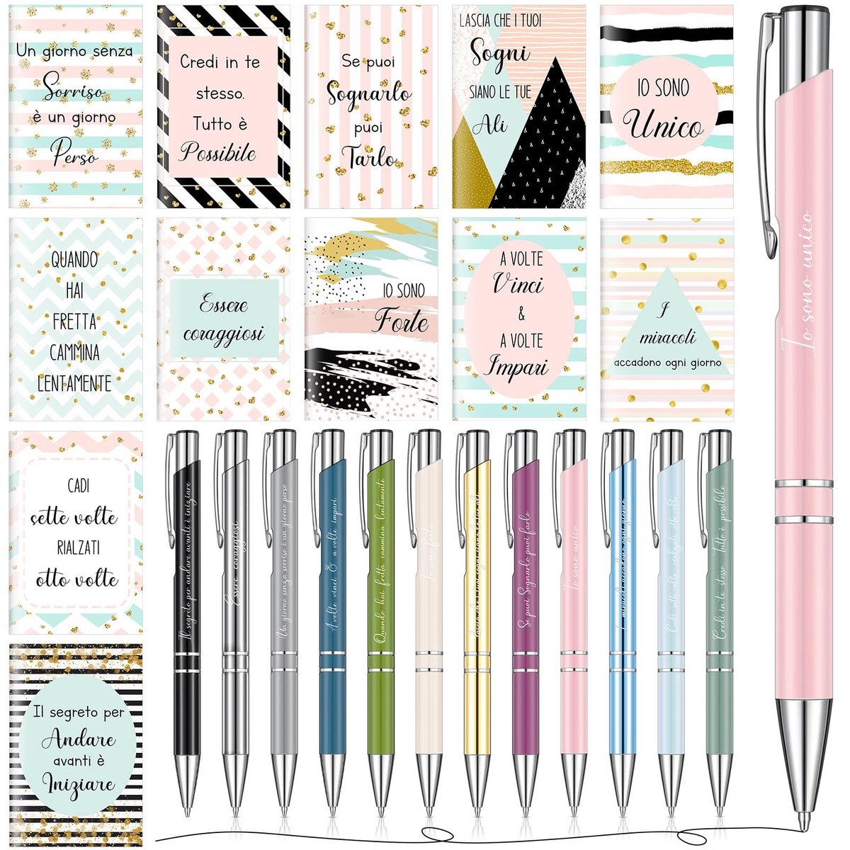 Dailygoods- Notitieboeken 12 sets - Mini-notitieboeken - Inspirerende pennen - Kantoor/huishoudmateriaal - Hoogwaardige materialen - Uniek design - Notitieblok