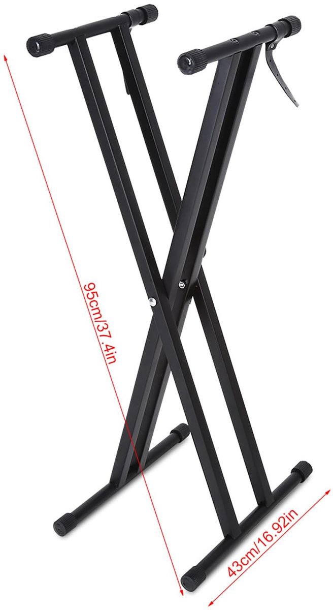 Dailygoods- Keyboardstandaard Verstelbaar in 7 Niveaus - Dubbele X-structuur - Opvouwbaar - Antislip - Draagbaar - Robuust en Duurzaam - Toetsenbordstandaard