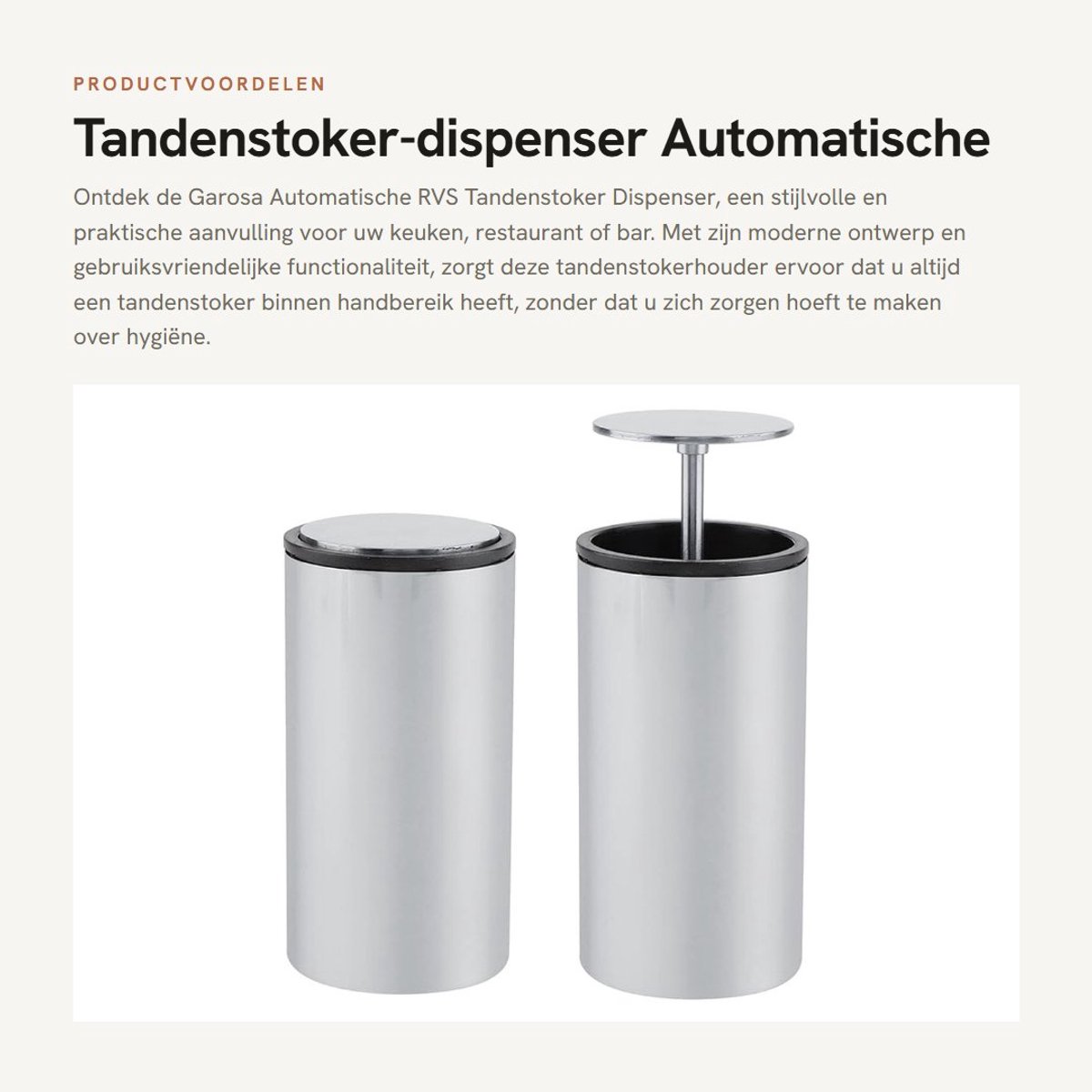Dailygoods- Tandenstokerdispenser Automatisch - Roestvrij Staal - Draagbaar - Hygiënisch - Waterdicht - Voor Thuis/Restaurant - Tandenstokerhouder