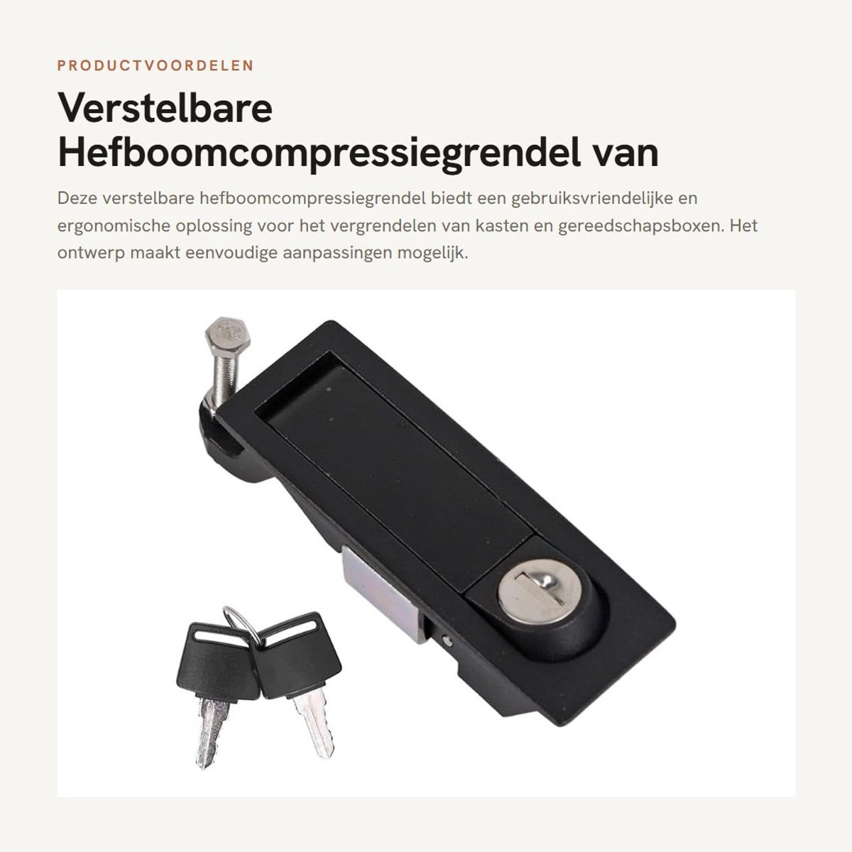 Dailygoods- Hefboomcompressiegrendel Verstelbaar - Zinklegering - Vergrendelingsontspanner - Ergonomische Handgreep - Glad Deuroppervlak - Discreet Sluitmechanisme - Compressiesluiting
