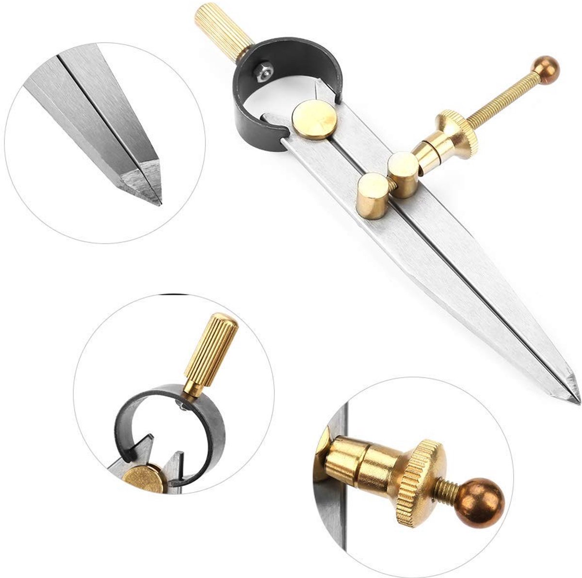 Dailygoods- Divisore Rotante - Verstelbaar - Carbon Staal - Voor Leerbewerking - Meetgereedschap - Duurzaam - Geschikt voor Diverse Toepassingen - Compass