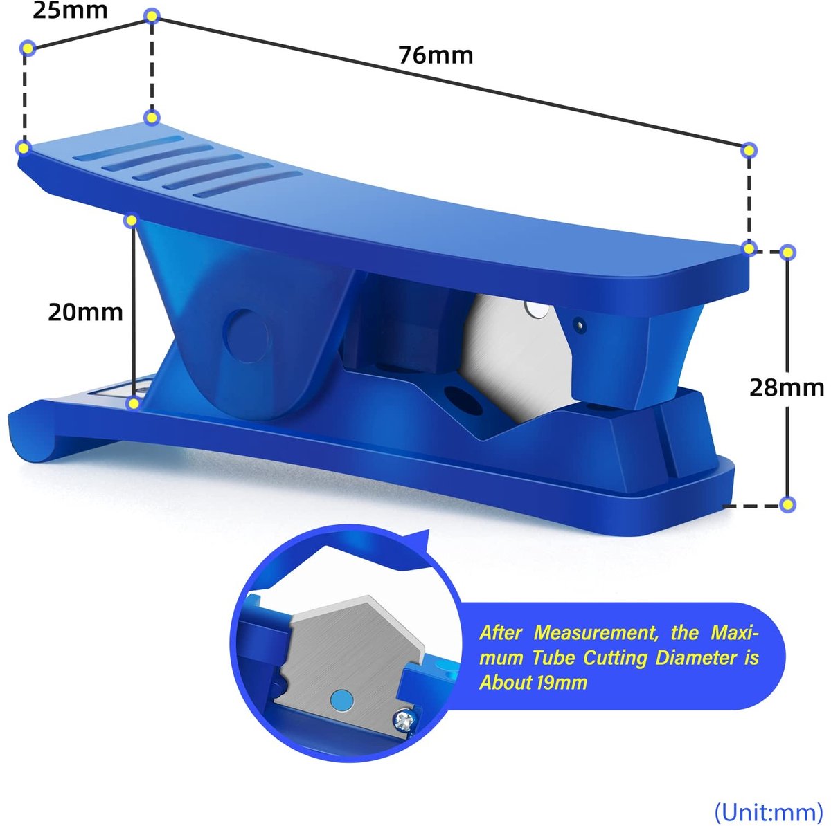 Dailygoods- Pneumatische Buissnijder - Geschikt voor Nylon/PVC/PU Slang - Tot 19mm OD Slang - Scherp/Roestvrijstalen Messen - Lichtgewicht en Nauwkeurig Snijden