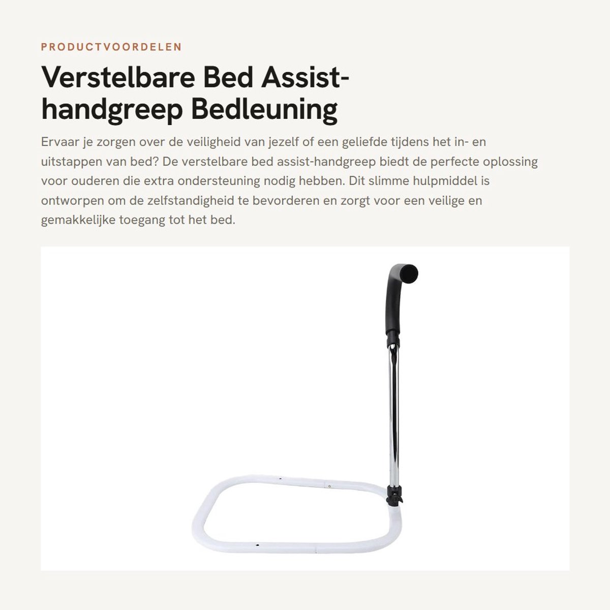 Dailygoods- Bedleuning Verstelbaar 460-582 mm - Bedside-handgreep - Hoogte Assist - Koolstofstaal - Gewichtscapaciteit 138 kg - Geschikt voor ultradunne matras