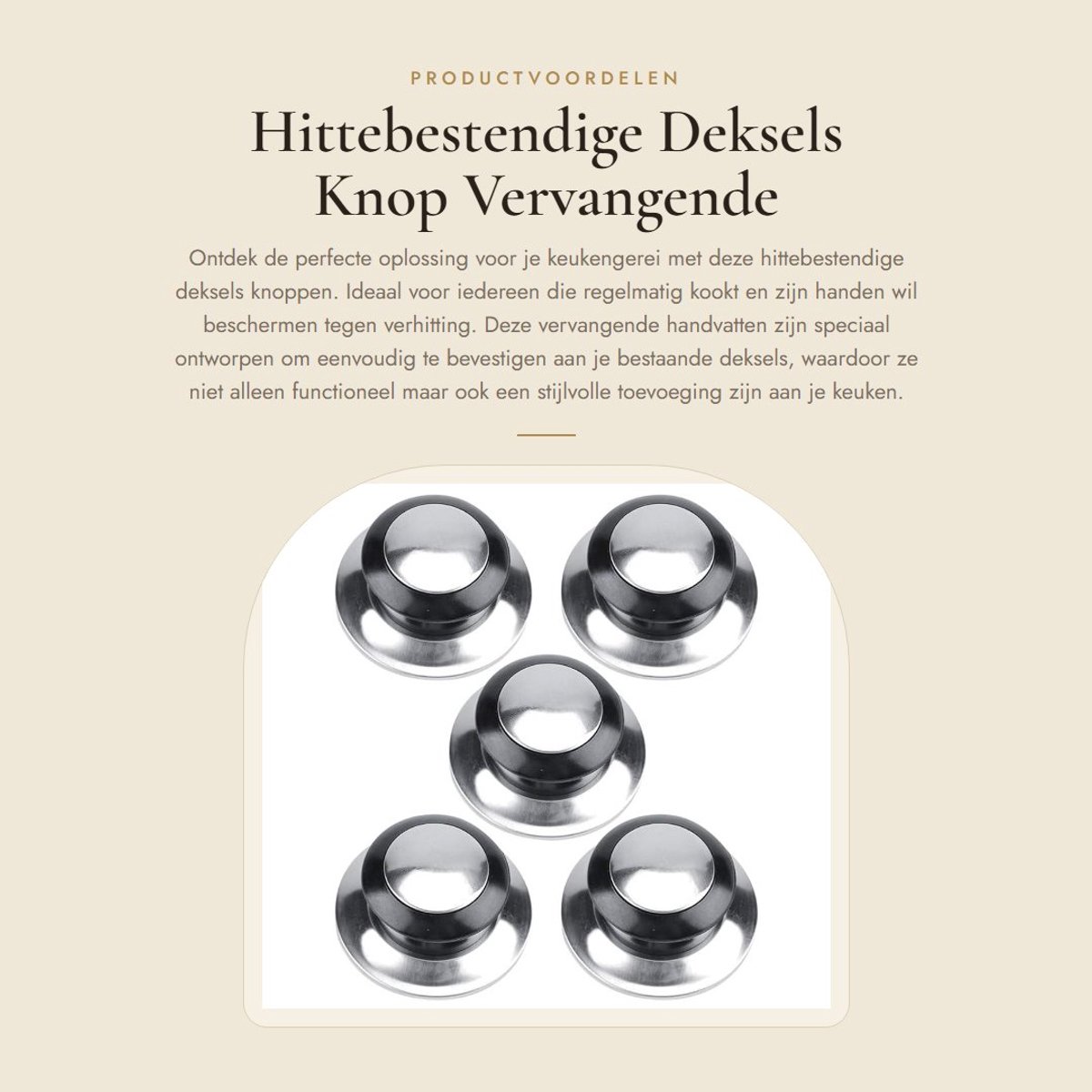 Dailygoods- Deksels 5 Stuks - Hittebestendige Dekselgreep - Vervangende Onderdelen - Slijtvast Bakeliet - Ergonomische Grip - Eenvoudig Schoonmaken - Dekselknop