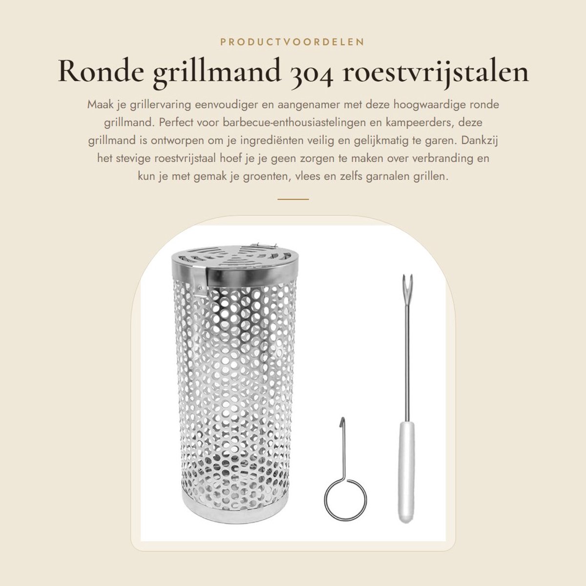 Dailygoods- Grillmand 304 Roestvrij Staal - BBQ Accessoires - Barbecue - Camping - Groenten/Vlees - Perfect Kookresultaat - Barbecue Mand