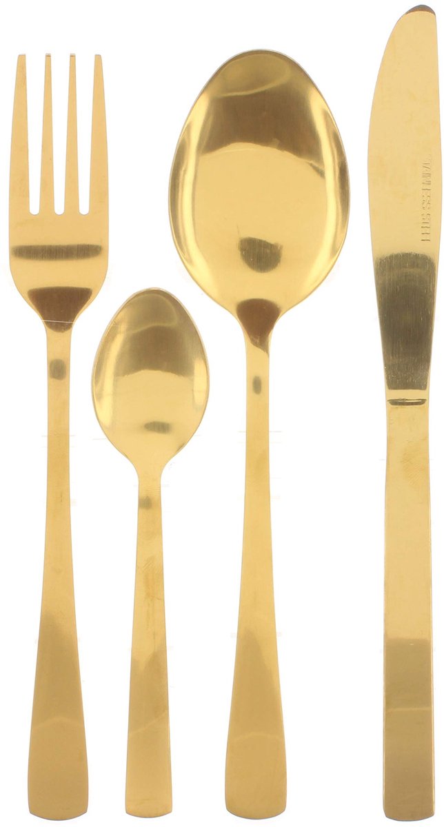 Dailygoods- Bestekset 16-delig - 4 Persoons - Vaatwasmachinebestendig - Goudkleurig - Onderhoudsvriendelijk - Modern Design - Eetgerei